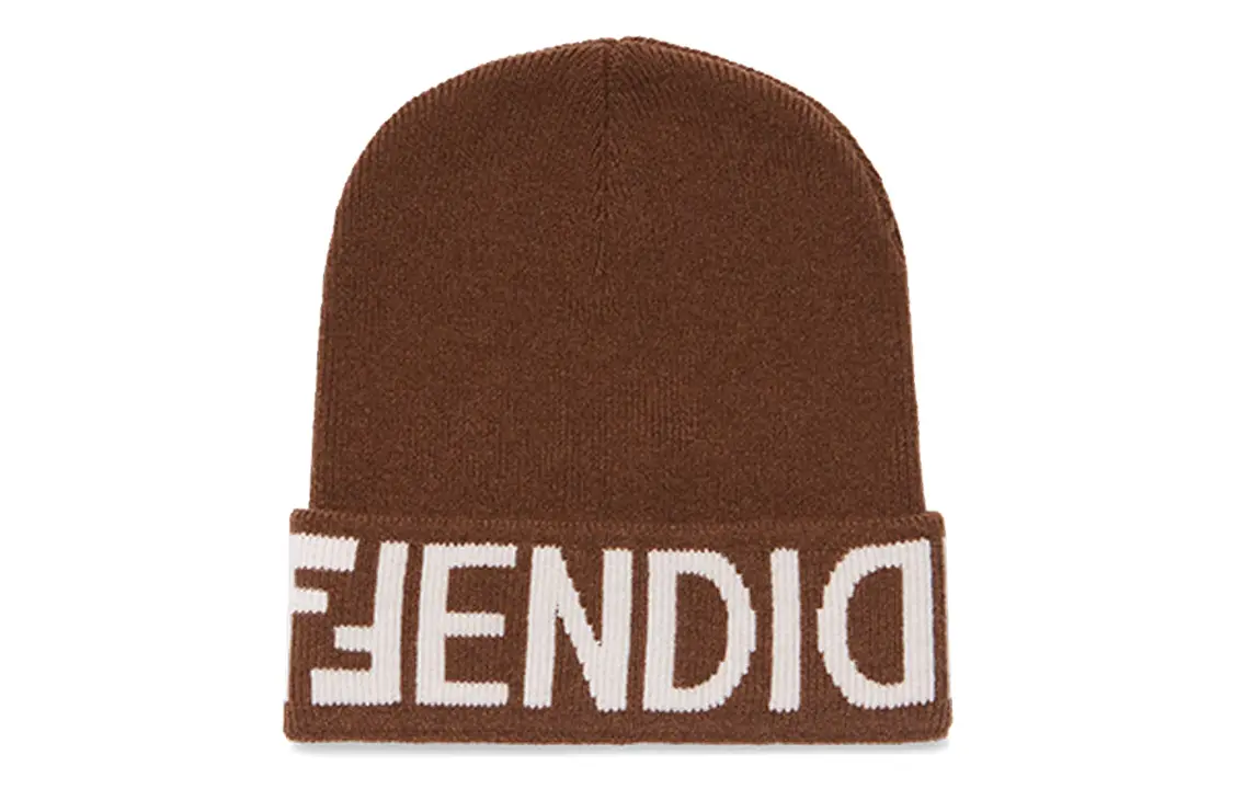 

Шапка вязка интарсия с логотипом FENDI, коричневый