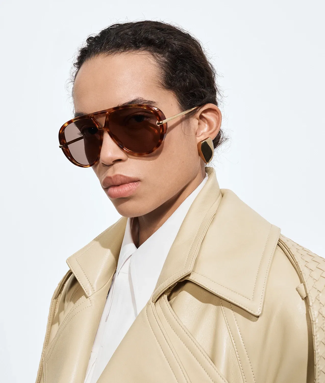 Классические авиаторские солнцезащитные очки BOTTEGA VENETA, коричневый — фото 2