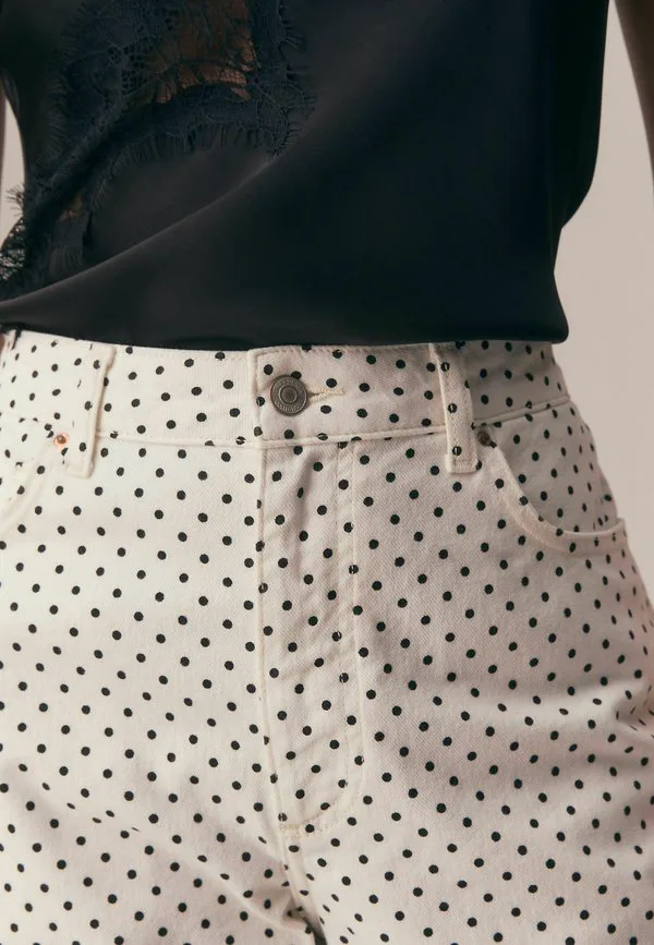 Удобные эластичные джинсы-колонны зауженного кроя Next, White Polka Dot — фото 4