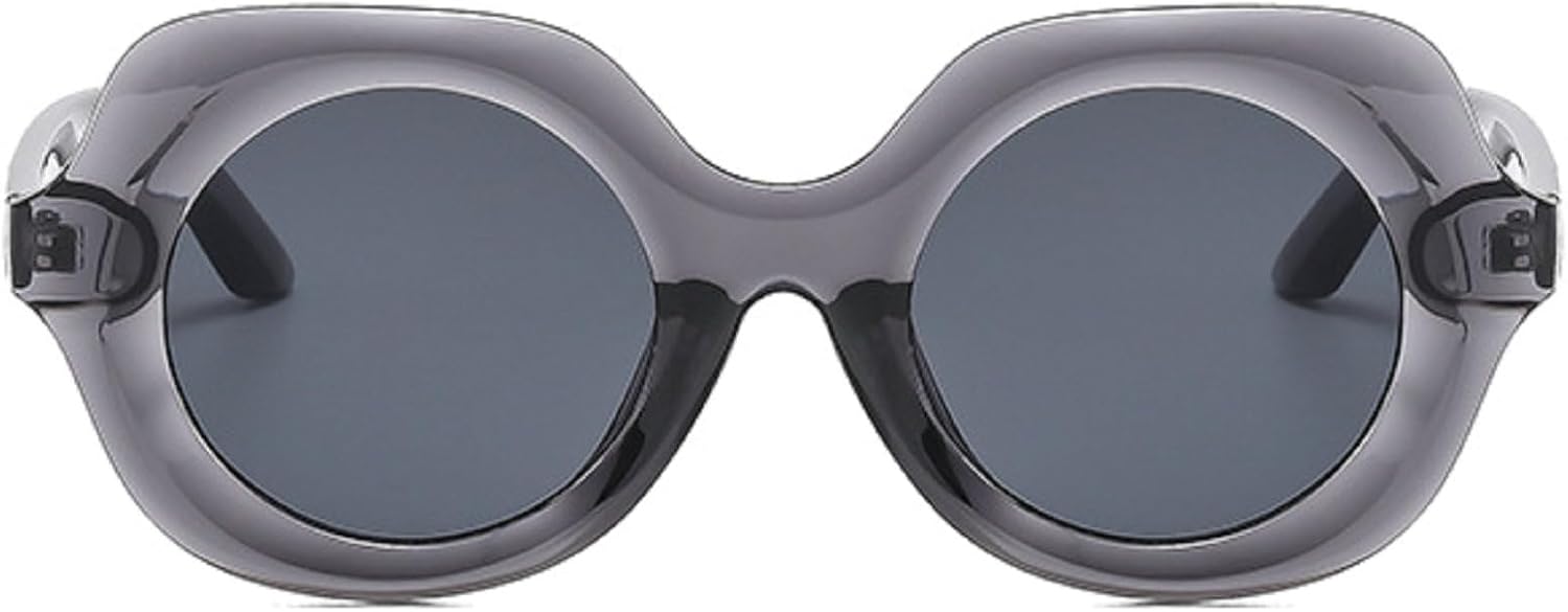 

Модные круглые солнцезащитные очки для женщин, стильные ретро-очки с многоугольными линзами, солнцезащитные очки UV400 для мужчин, массивные солнцезащитные очки mincl, Gray