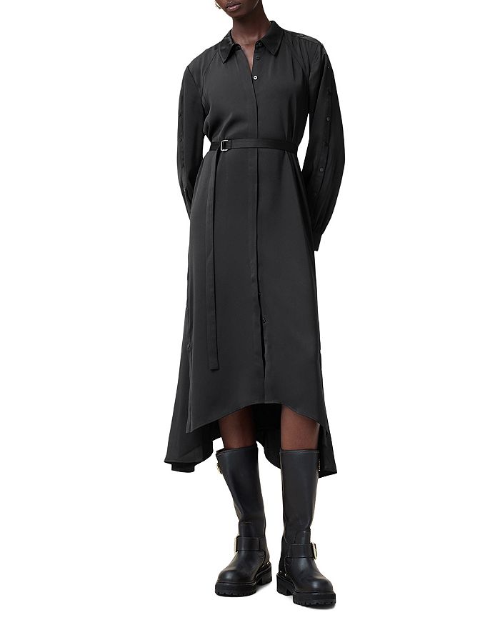

Платье Lexi с подолом в виде платка ALLSAINTS, черный