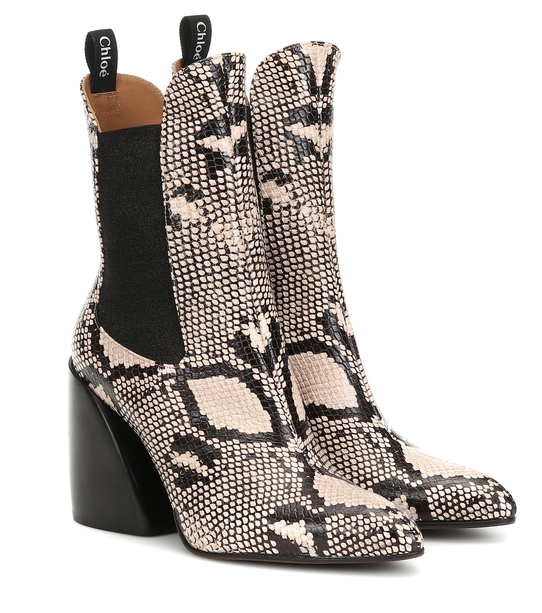 Ботильоны с волнистым эффектом змеи Chloé, Eternal Grey