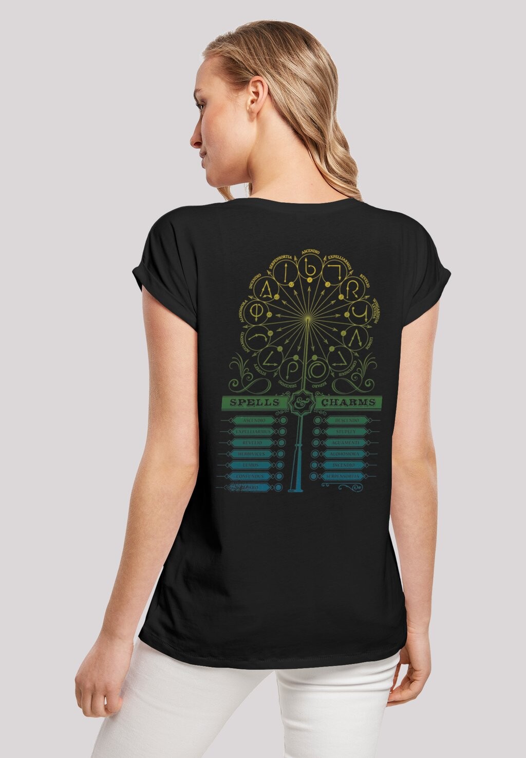 

Футболка с принтом HARRY POTTER WINGARDIUM LEVIOSA SPELLS CHARMS F4NT4STIC, черный