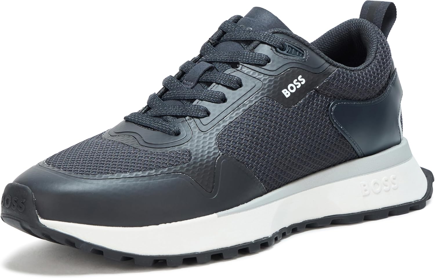 

Кроссовки BOSS для мужчин с большой логотипной вставкой и комбинированной сеткой на шнуровке, Anchors Aweigh Blue