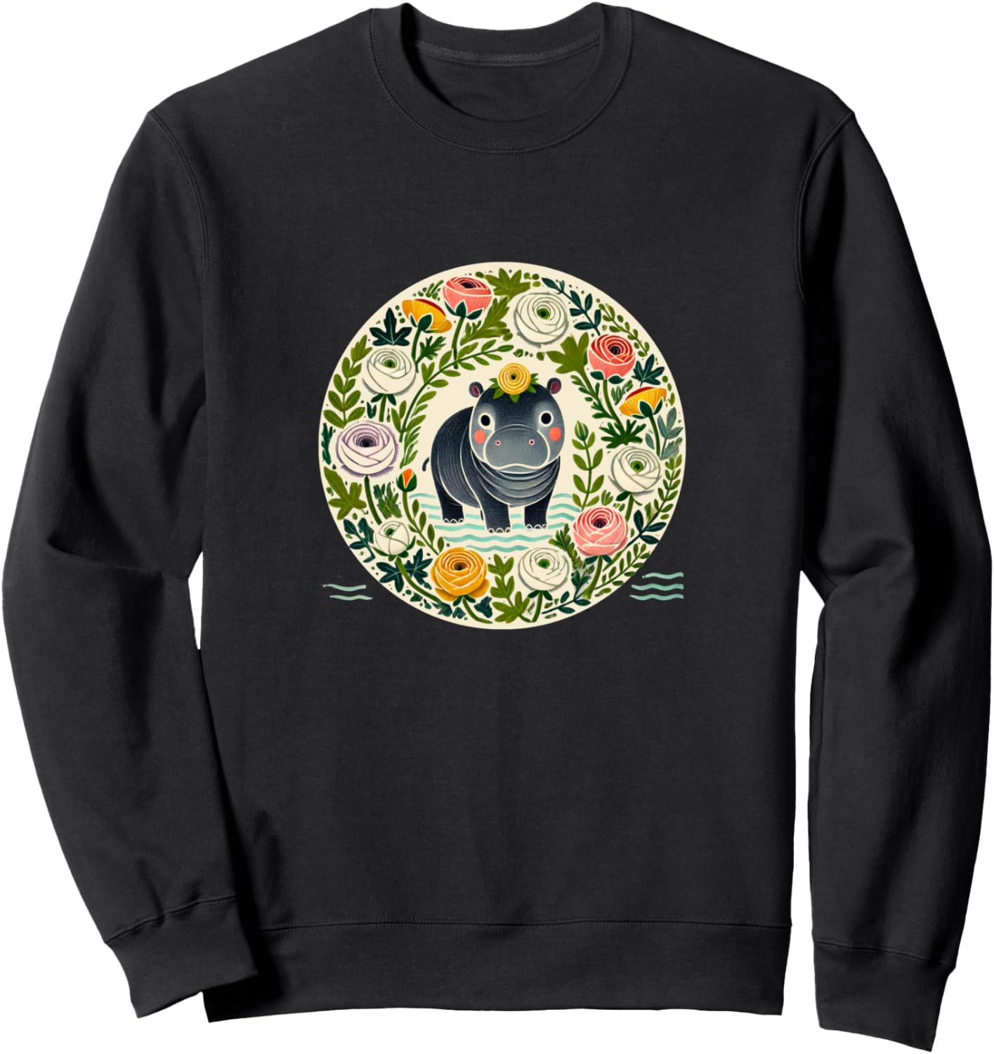 

Милая иллюстрация бегемота. Толстовка с изображением бегемота Hippos Lovers Snugg, черный