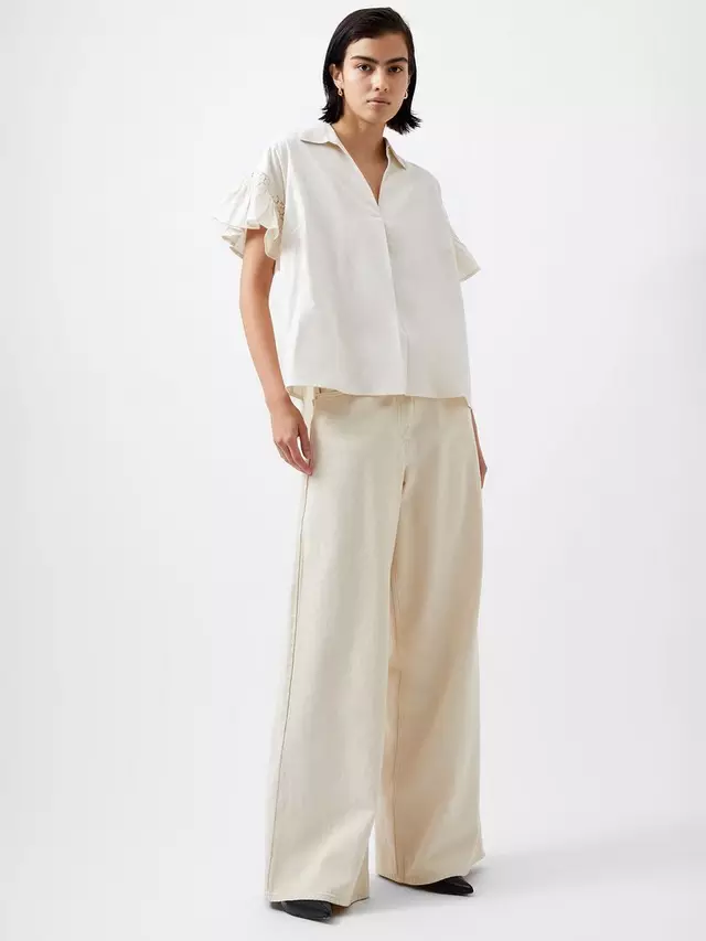

Топ French Connection Sindey Flare Sleeve, кремовый