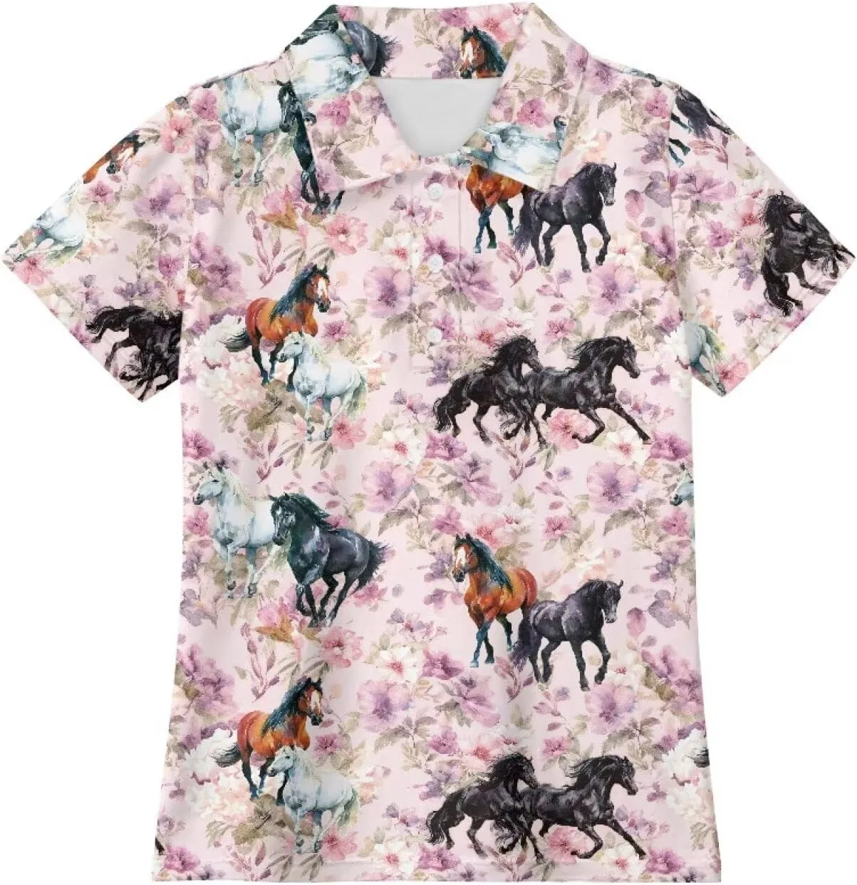Поло для девочек Snilety, 1 шт, Horse Pink Floral — фото 3