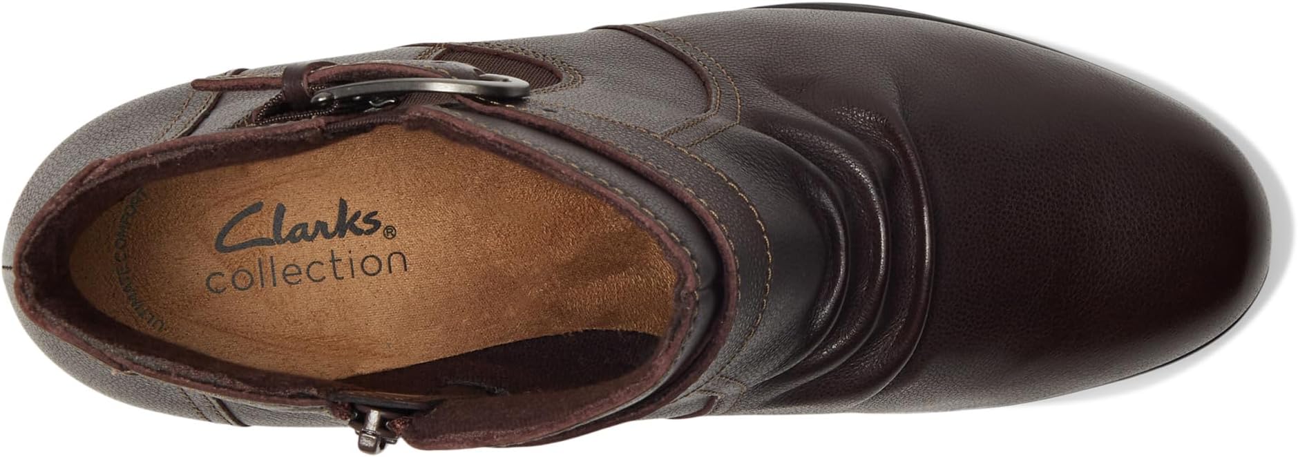 Ботинки женские челси Clarks Emily 2 Opal на каблуке с пряжкой, темно-коричневый — фото 2