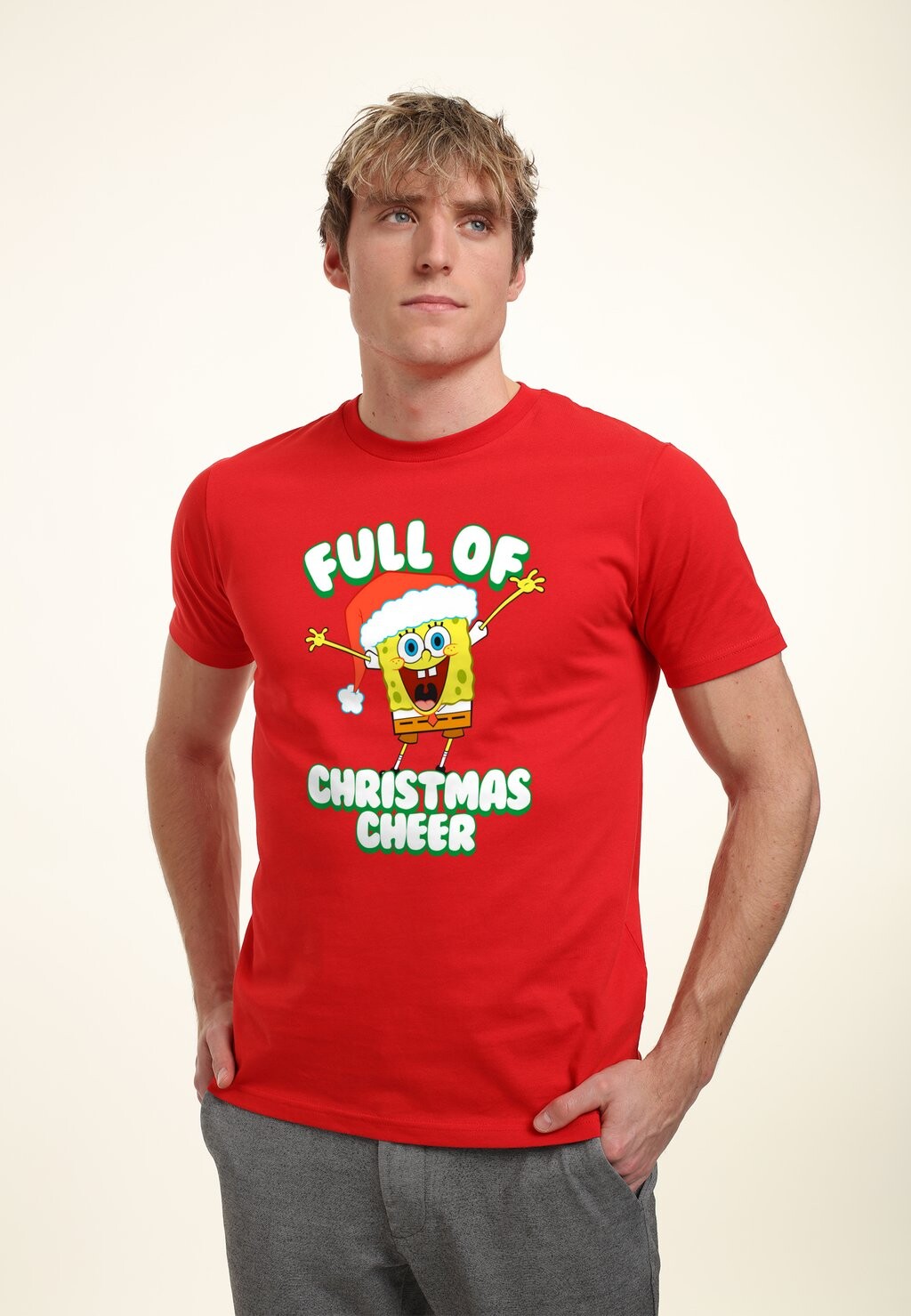 

Футболка с принтом SPONGEBOB SQUAREPANTS FULL OF CHRISTMAS CHEER Henry Tiger, красный