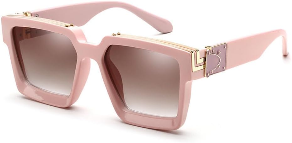 

Модные классические роскошные солнцезащитные очки большого квадратного размера для женщин и мужчин, солнцезащитные очки-щитки в крупной оправе для женщин с защитой от УФ-излучения UV400 HYYZZC, Pink Brown