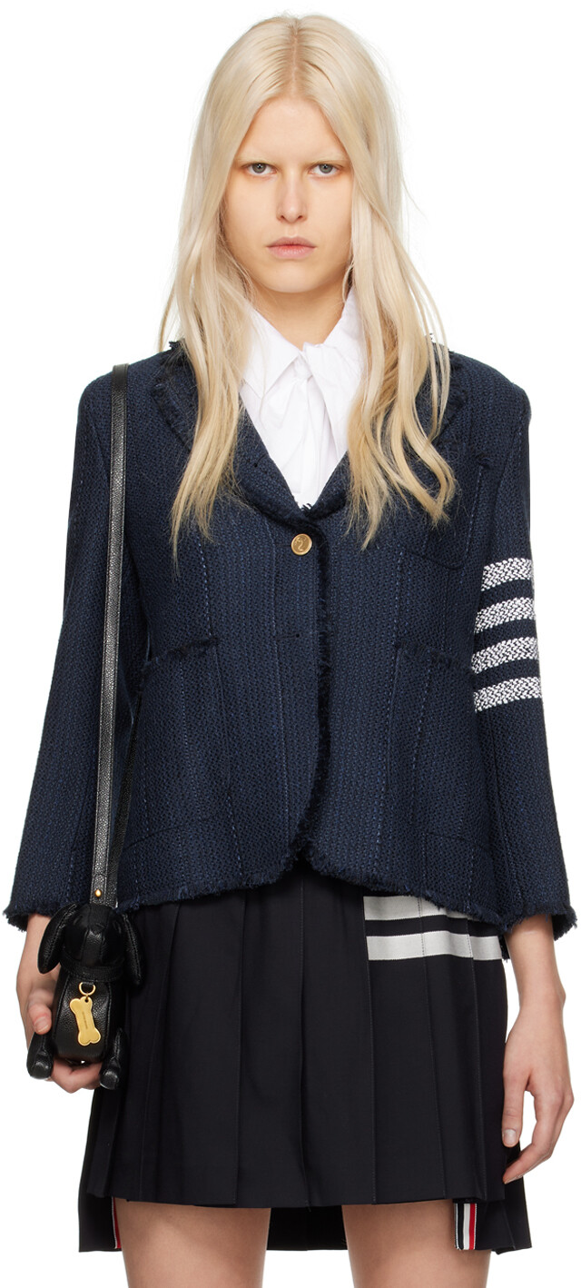 

Темно-синий пиджак с 4 полосами Thom Browne, цвет Navy