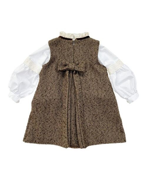 Комплект из платья и блузки с узором «елочка» для девочек Petite Maison Kids, цвет Brown — фото 2