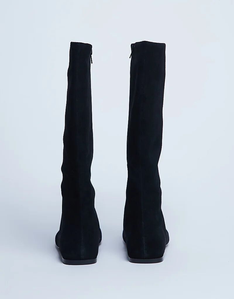 Высокие замшевые сапоги Topshop Tess черного цвета — фото 4