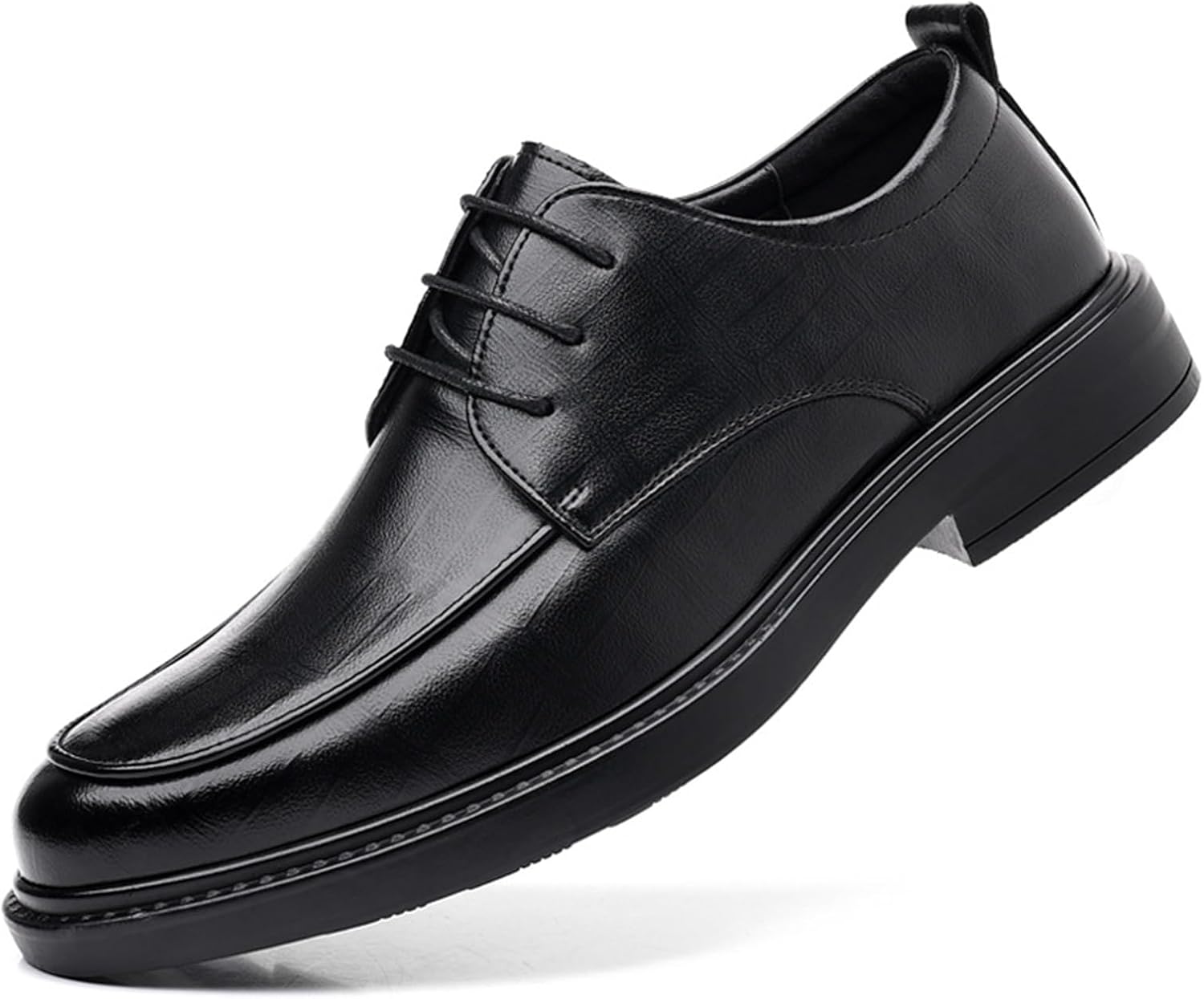 

Мужские кожаные оксфорды с массивным каблуком, удобный круглый носок, низкий каблук, нескользящие, на шнуровке, деловая и повседневная обувь, классические свадебные туфли Ghibhna, черный