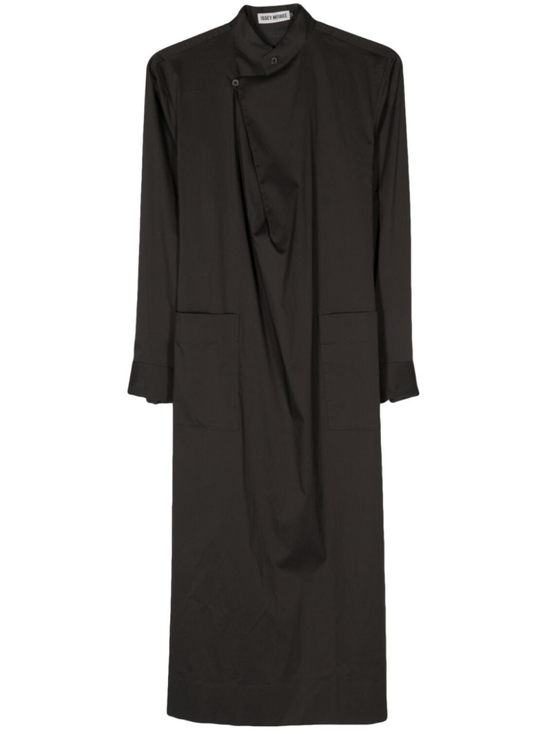 

Issey Miyake band-collar midi shirtdress, коричневый