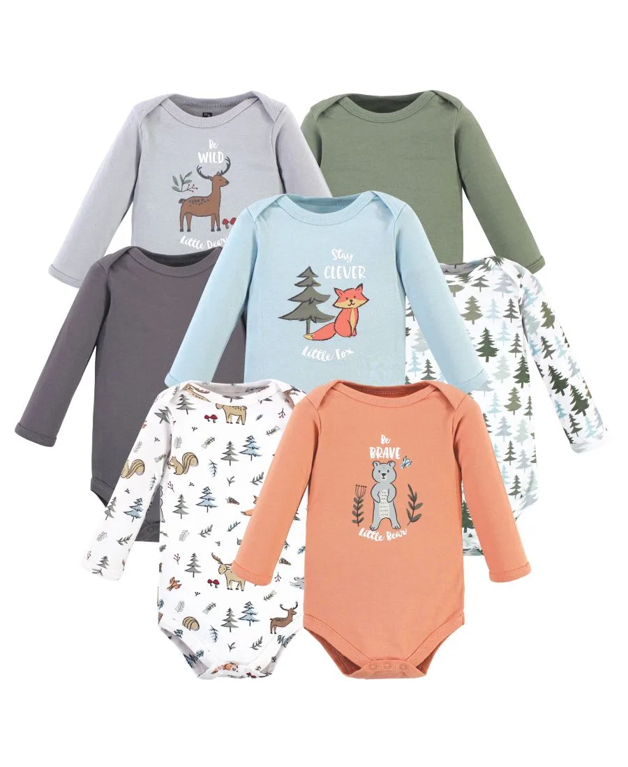 Набор из 7 хлопковых боди с длинными рукавами для младенцев Hudson Baby, Woodland Friends