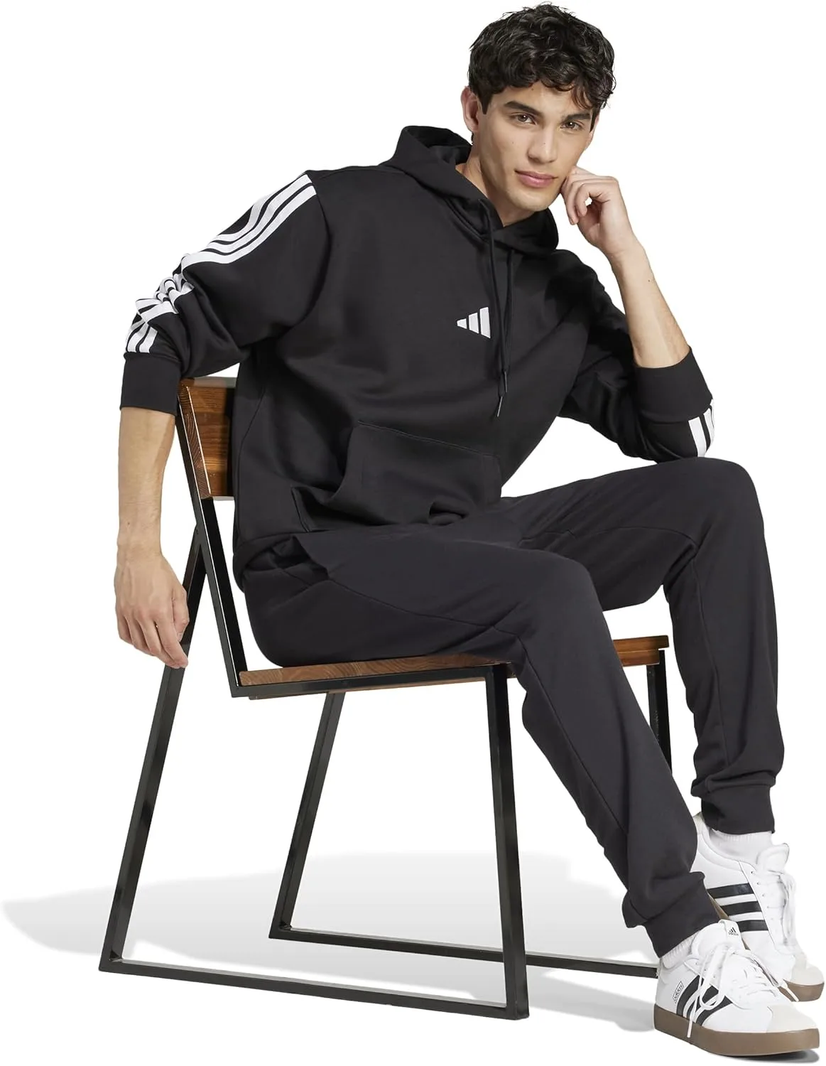 Мужские брюки Adidas Essentials Feel Cozy из французской махровой ткани, черно-белый — фото 3