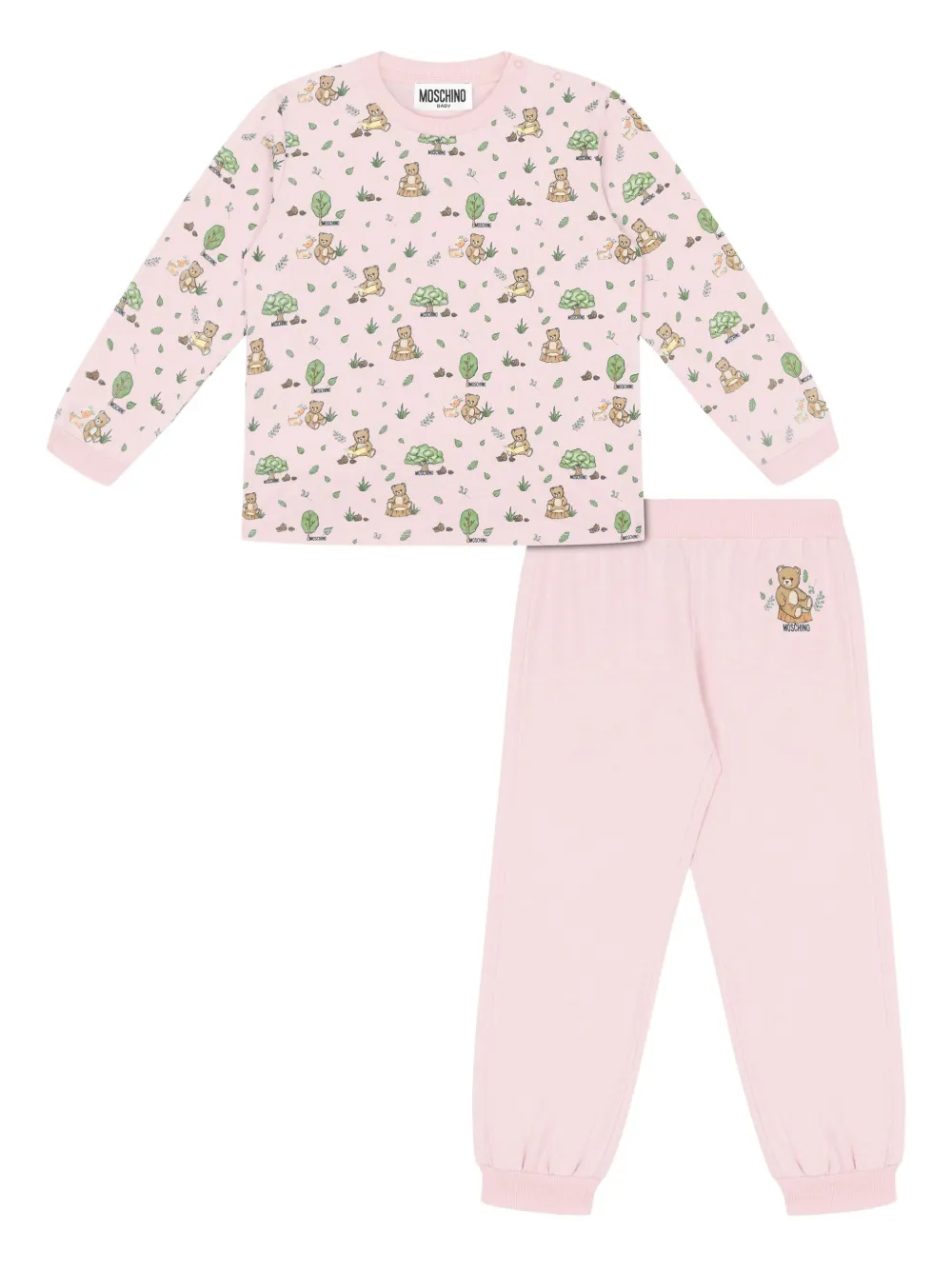 

Комплект спортивного костюма с принтом Тедди Moschino Kids, розовый