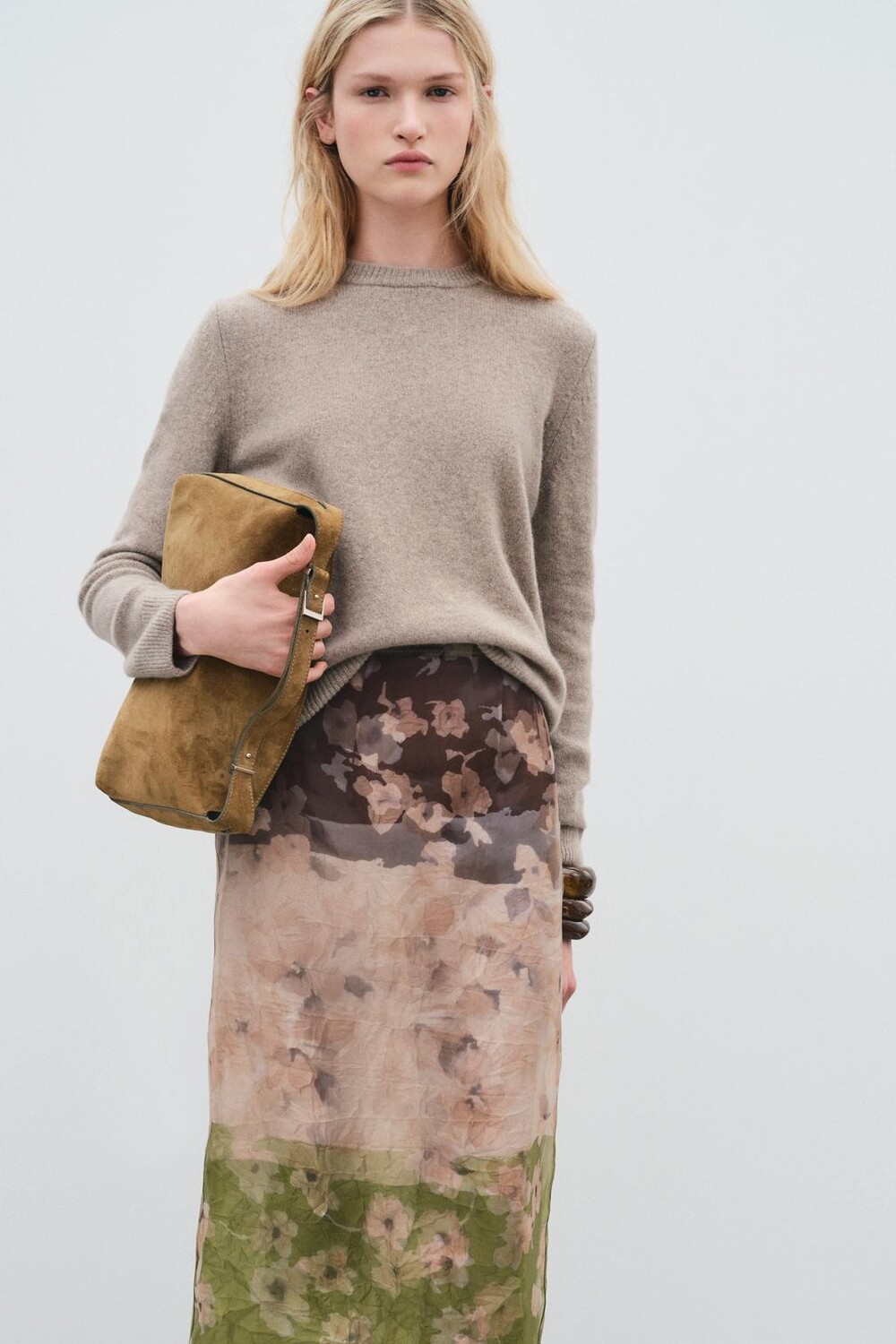 

Базовый свитер из кашемира и шерсти ZARA, коричневый/серо-коричневый