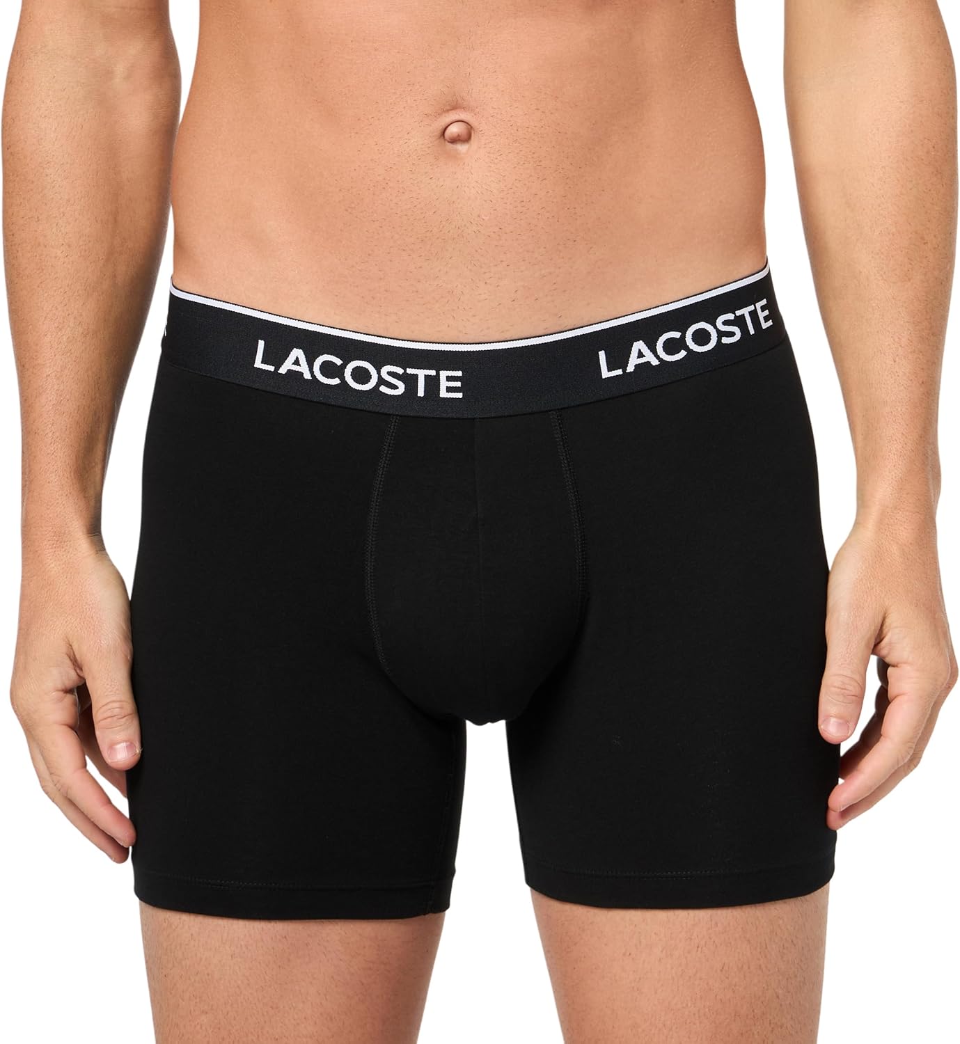 Lacoste мужские хлопковые боксеры Stretch Essentials, 3 шт (Amazon Exclusives), Black/White/Captain/Green — фото 2