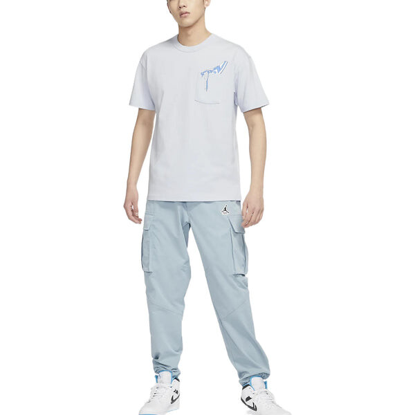 Футболка Air Jordan Sneaker Casual Sports Breathable Solid Color Short Sleeve Blue, синий — фото 3