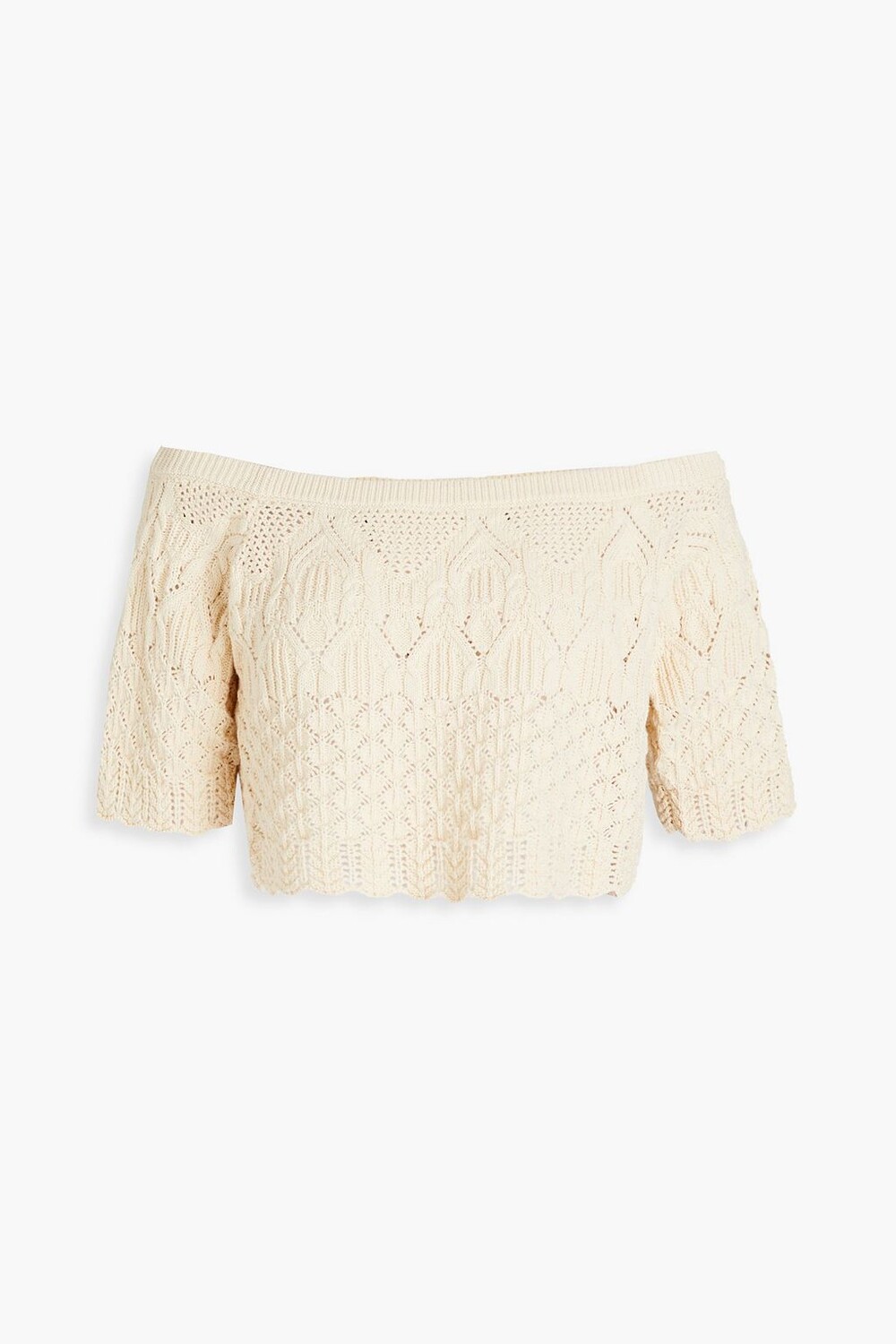 

Укороченный хлопковый свитер Jensen вязки пуантами BA&SH, кремовый, Бежевый, Укороченный хлопковый свитер Jensen вязки пуантами BA&SH, кремовый