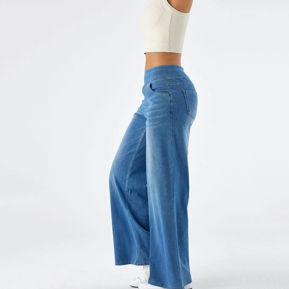 Джинсы свободные Women Sweatpant Jeans, Light Blue — фото 4