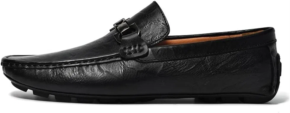 Мокасины кожаные Mens Loafers Driving Moccasins, черный SayfuR — фото 3