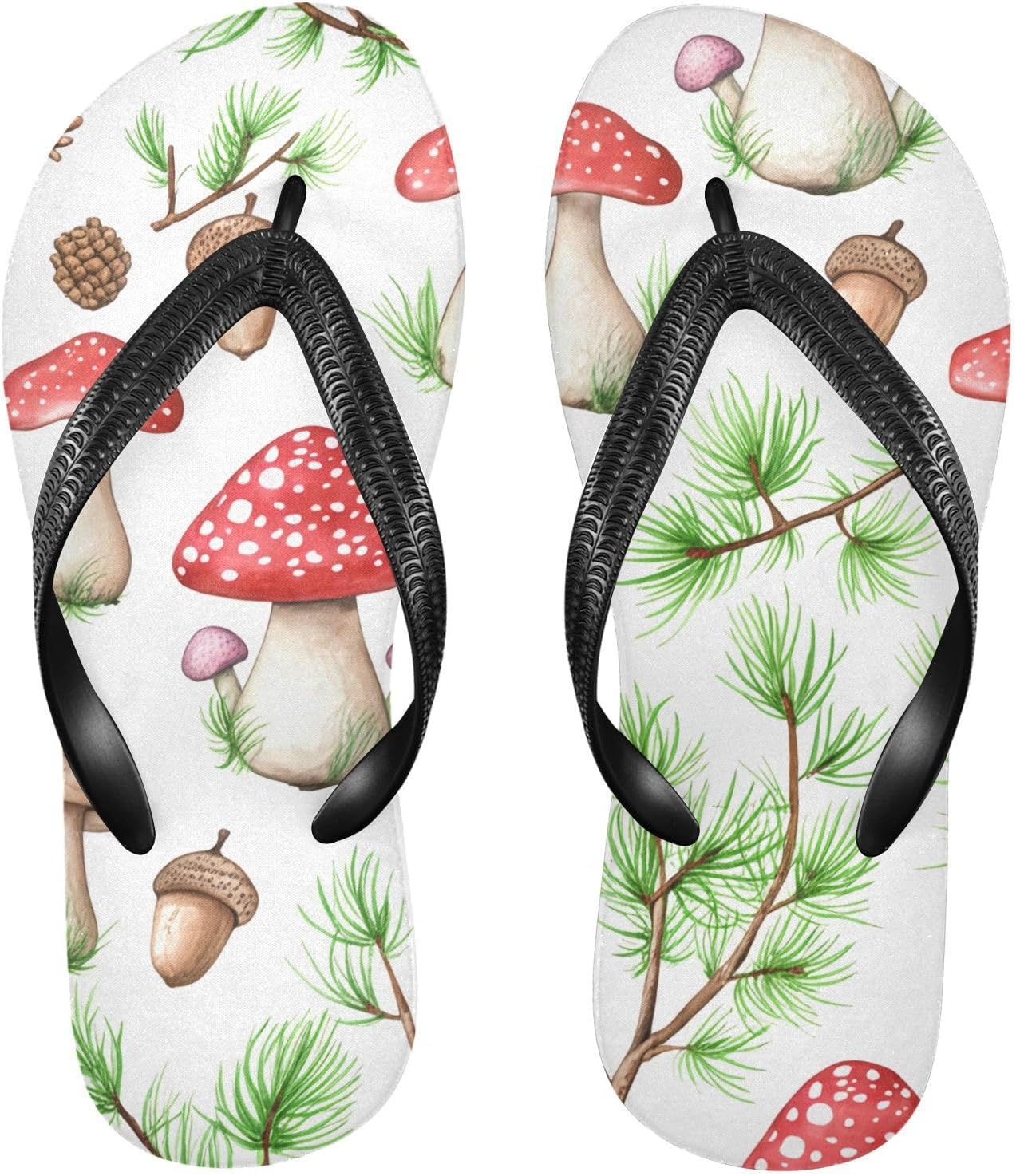 

Вьетнамки с белыми грибами Acorns, пляжные шлепанцы, резиновые нескользящие летние тапочки для женщин и мужчин Sinestour