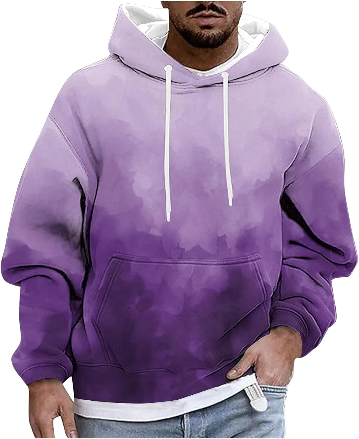 

Мужской тай-дай худи с длинными рукавами и карманом