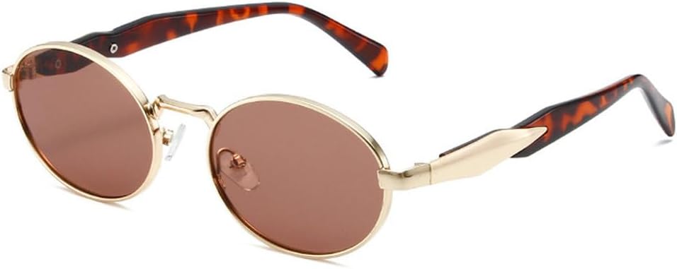 

Ретро металлические овальные солнцезащитные очки для женщин, модные, конфетных оттенков, защита от УФ-излучения UV400, для мужчин, панк-солнцезащитные очки WNCKSQ, Golden Tea