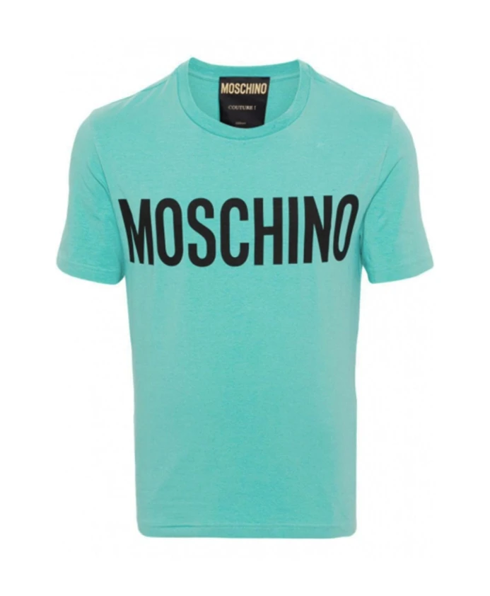 

Футболка с логотипом синего цвета, хлопковая, с коротким рукавом. Moschino, синий