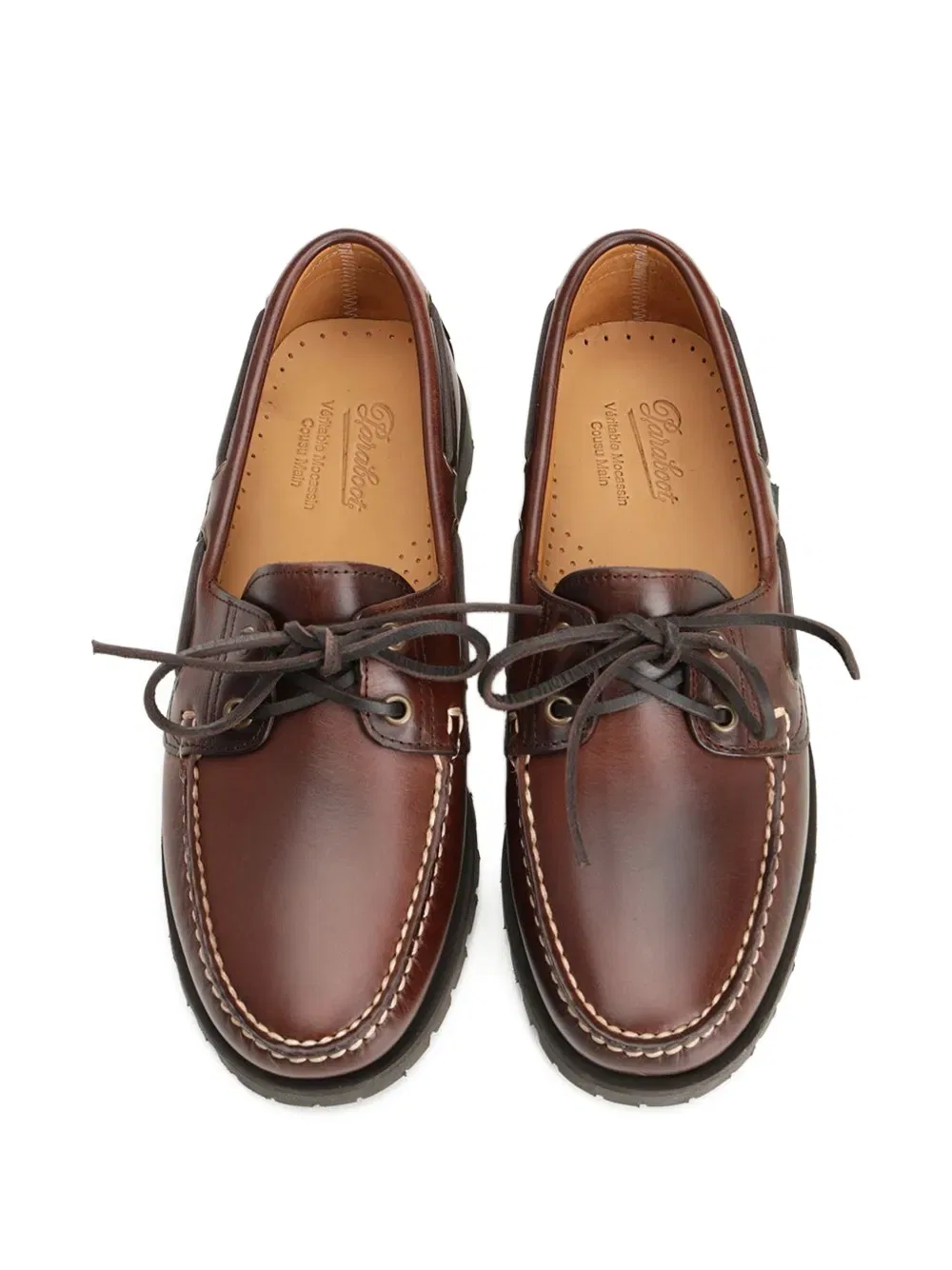 Лоферы со шнуровкой и прострочкой Paraboot, коричневый — фото 3