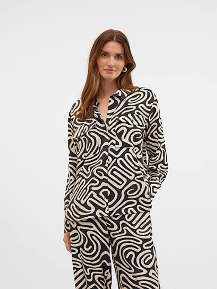 

Блузка Vero Moda, черный/бежевый