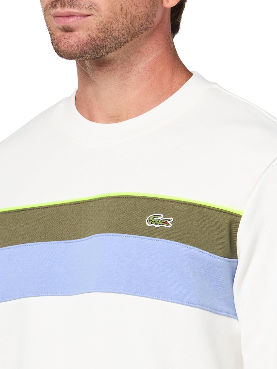 Мужская флисовая толстовка Lacoste Colorblock, Flour/Olive/Delphinium — фото 3