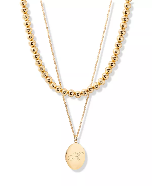 

Позолоченный комплект из ожерелий с инициалами в форме овала Brook & York, gold-k