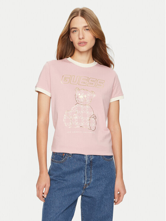 

Футболка стандартного кроя Guess, розовый