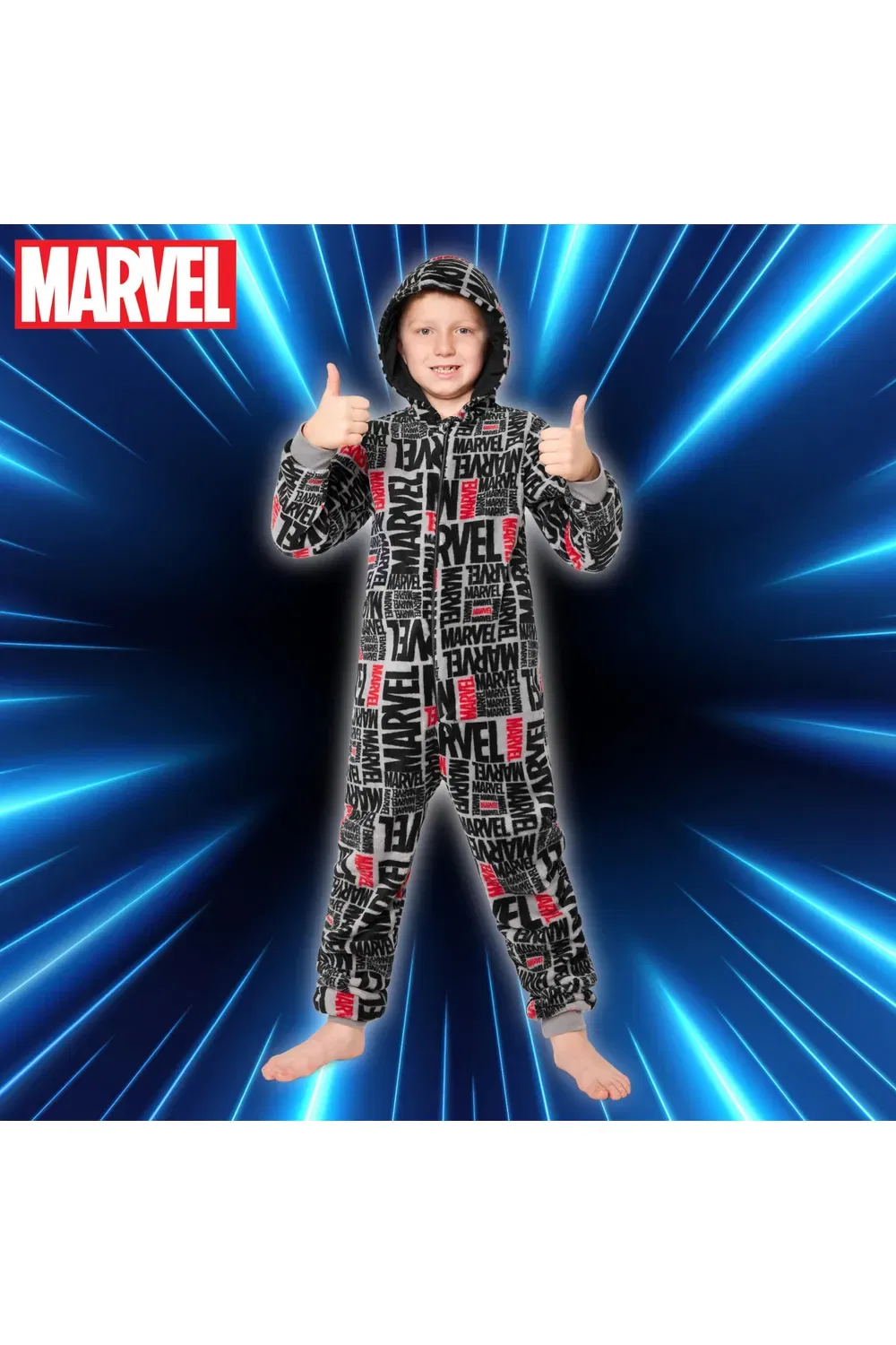 Однотонный слитный костюм с капюшоном Marvel, серый — фото 3