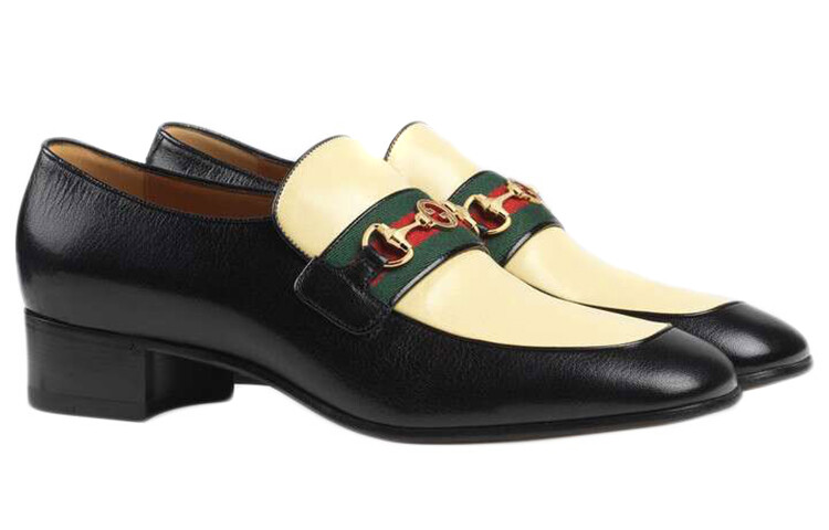 Туфли мужские Gucci, черный / белый — фото 2