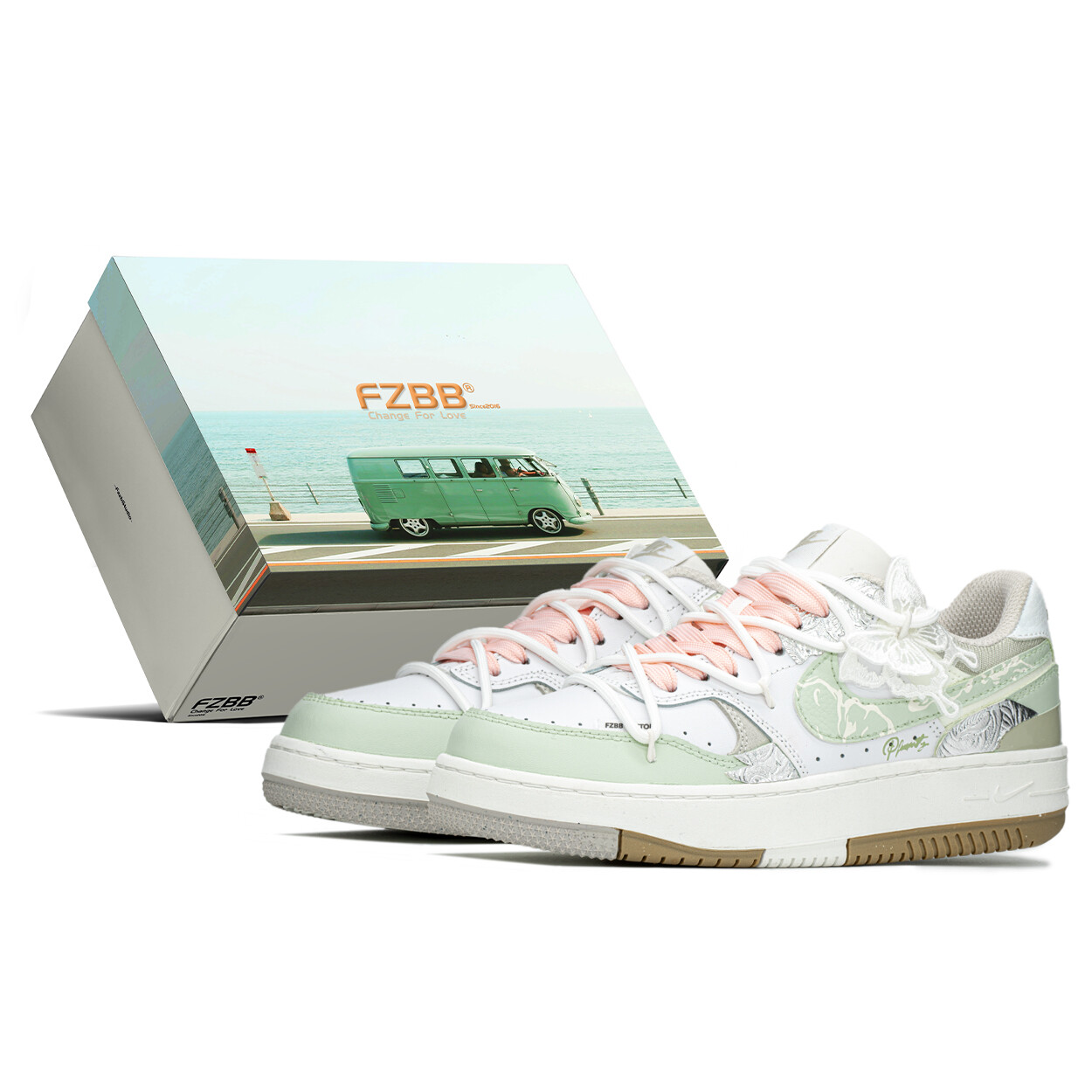 

Кроссовки Nike Gamma Force Skateboarding Shoes Women's Low-top White/green, зеленый