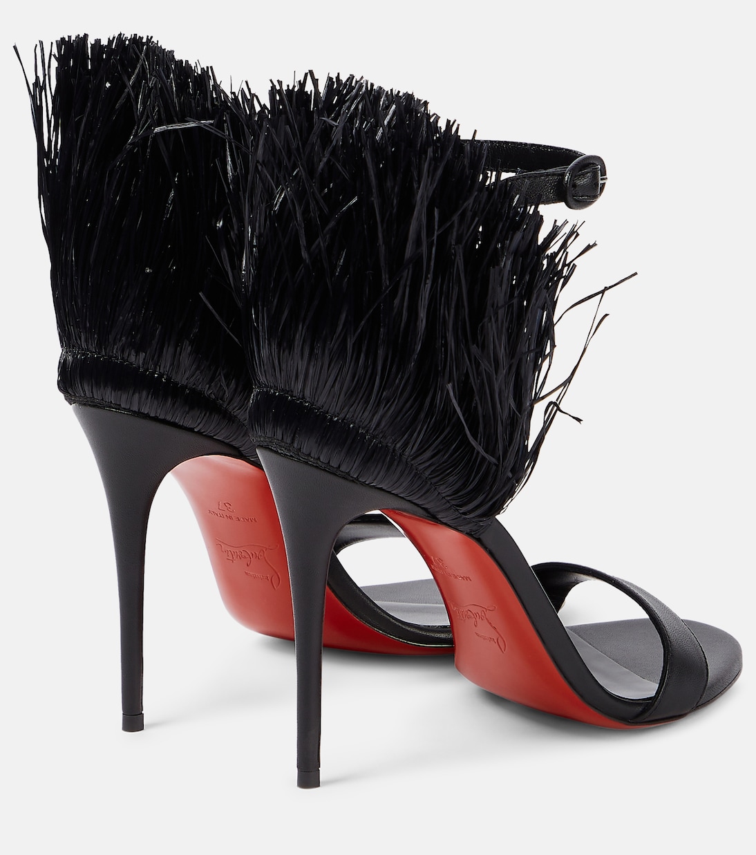 Сандалии Loubigirl Raffia 100 из кожи Christian Louboutin, Black/Lin Black — фото 3