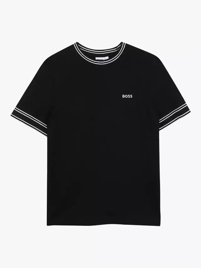 Детская футболка с коротким рукавом и логотипом, черная HUGO BOSS