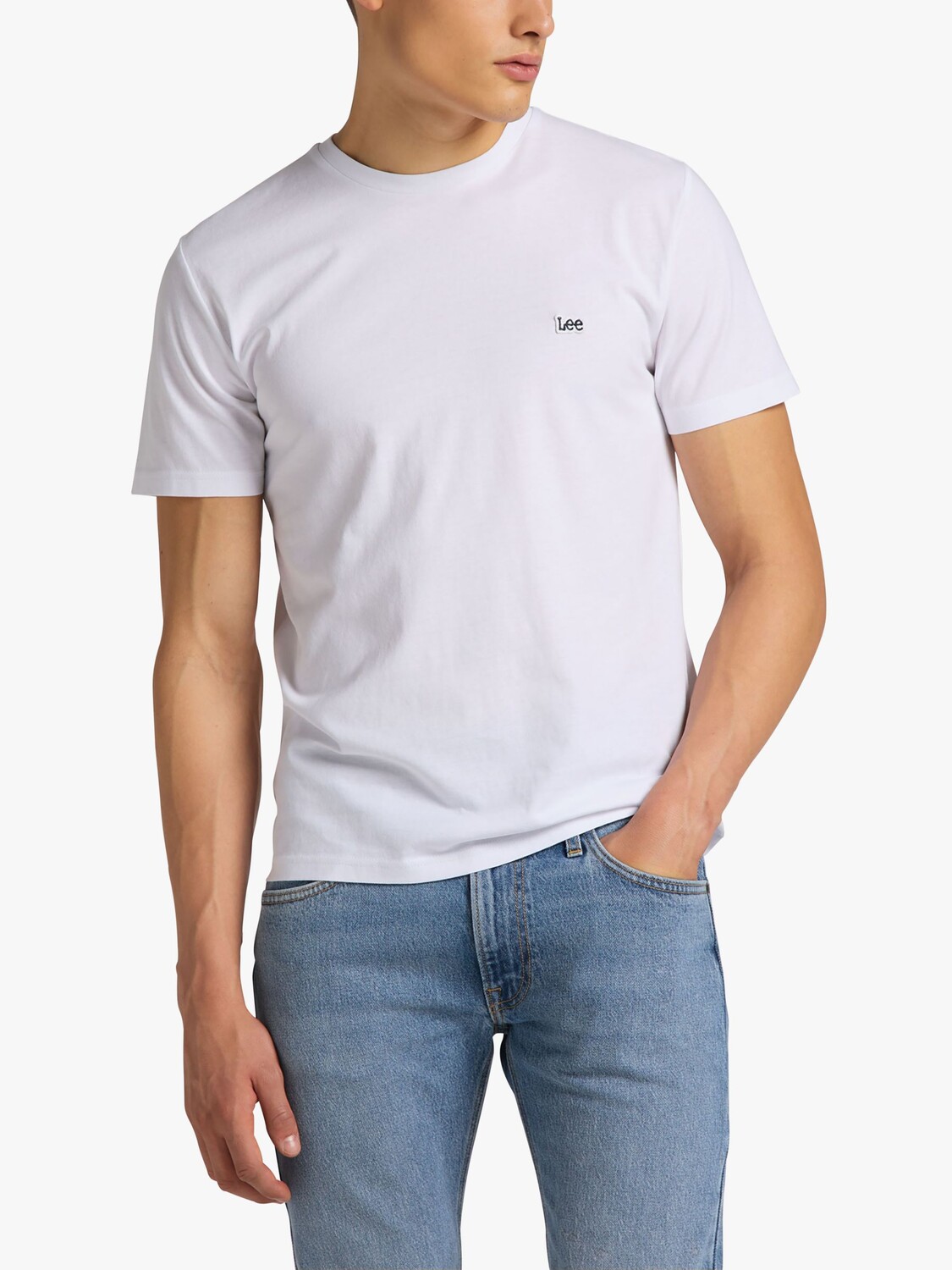 

Хлопковая футболка Lee Regular Fit с логотипом, белая, Белый, Хлопковая футболка Lee Regular Fit с логотипом, белая