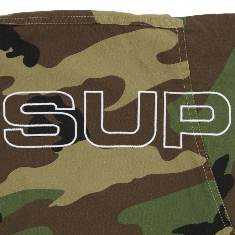 Спортивная куртка Supreme Spellout Embroidered Ripstop Track Jacket, Woodland Camo — фото 3