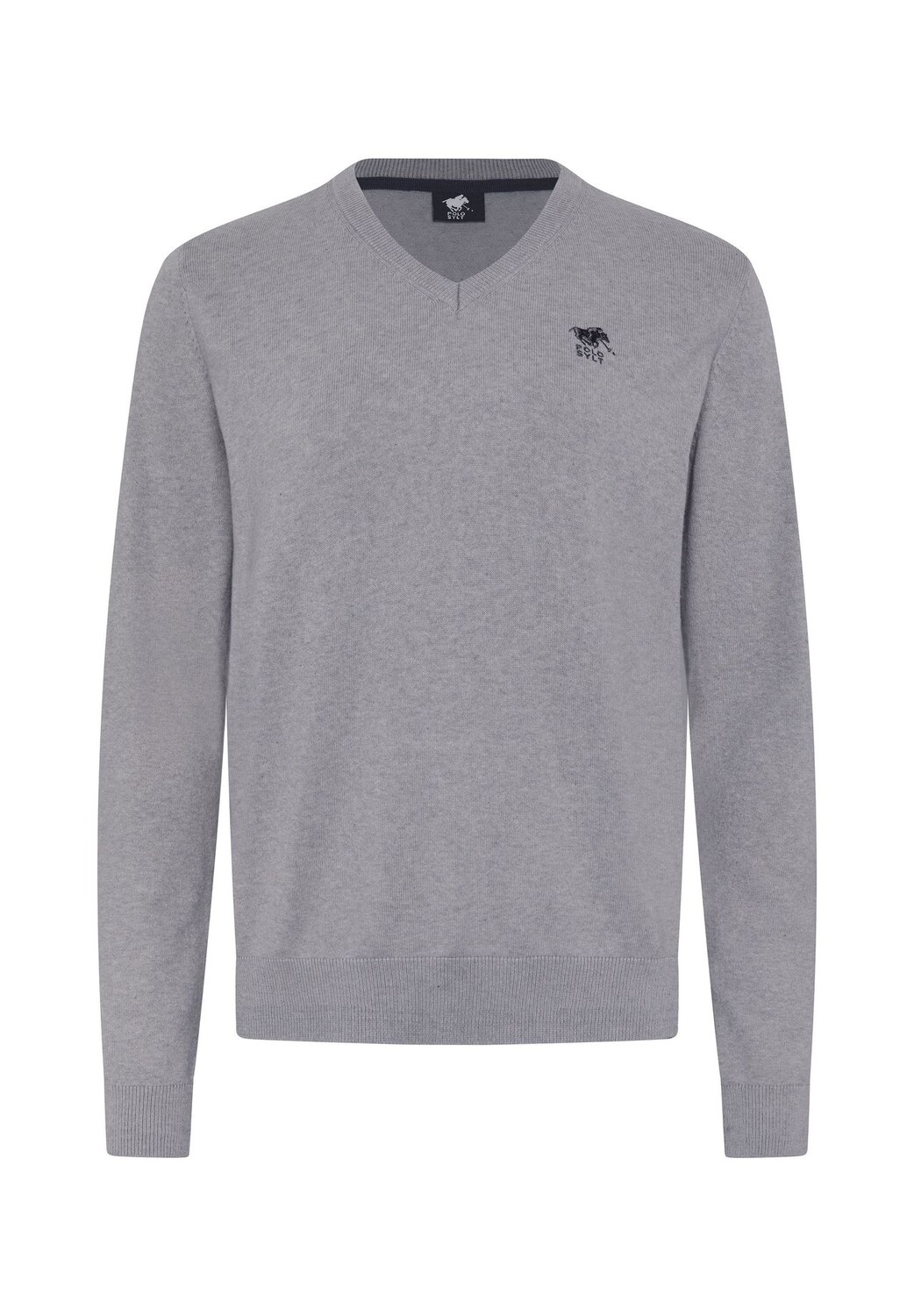 

Пуловер с полосками и вышивкой логотипа POLO SYLT, цвет Neutral Gray Melange