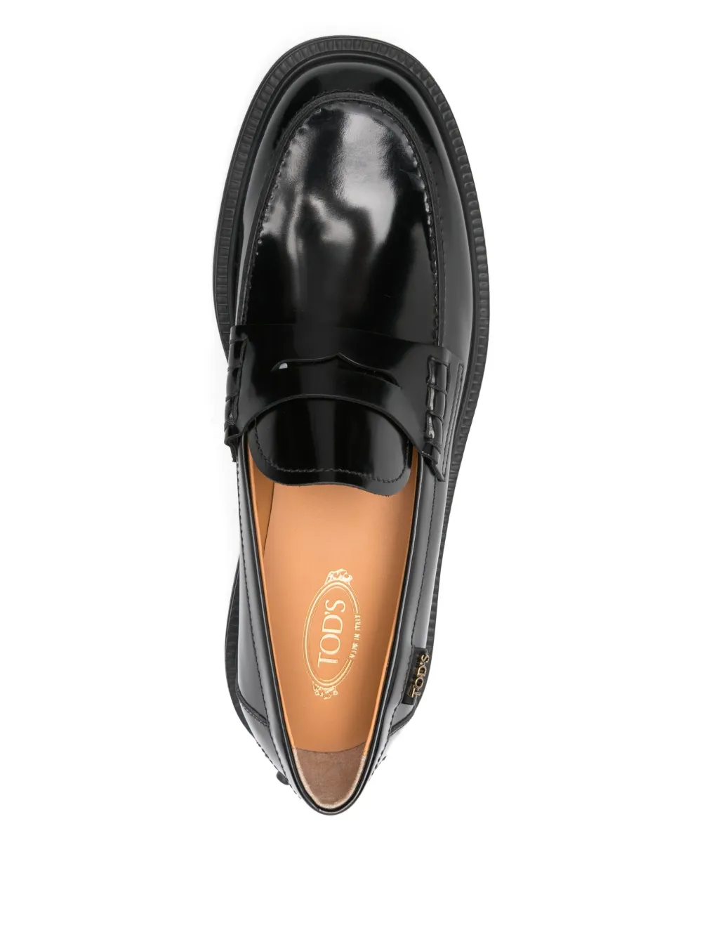 Кожаные мокасины с пенни-ремешком TOD'S, черный — фото 4
