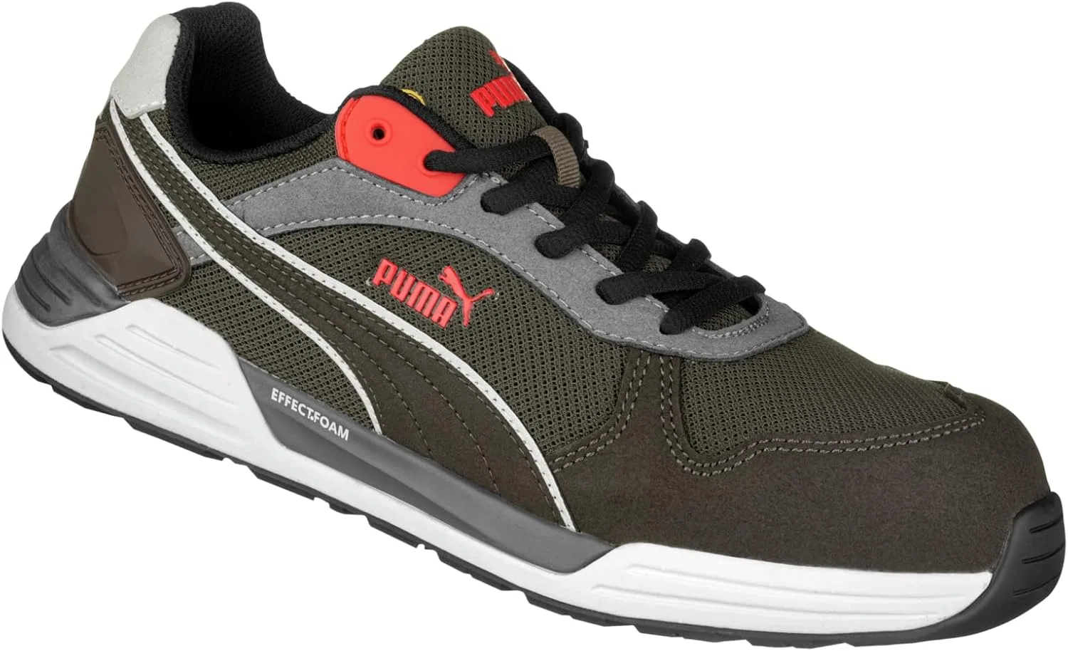 Защитные низкие рабочие ботинки PUMA Safety Frontside Low Work Shoe S1P ESD HRO SRC с защитным колпачком из стекловолокна, нескользящая поверхность, термостойкие, без металлических вставок, мужские, Brown Ivy