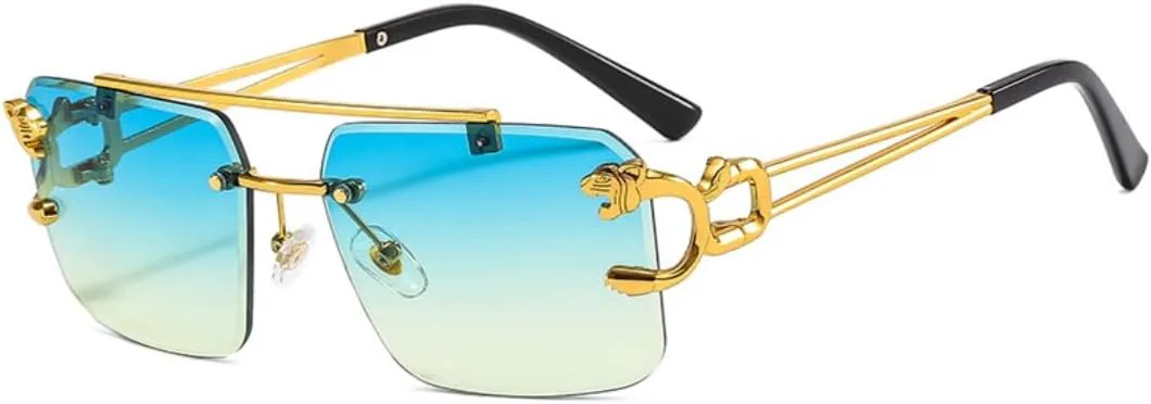 

Ретро квадратные солнцезащитные очки для мужчин и женщин, роскошные, с изображением льва, для путешествий, защита от УФ-излучения UV400 UATXTAU, Green Yellow