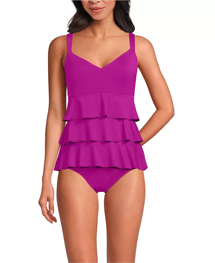 

Женский купальник-фокинки с рюшами One Piece Swimsuit Lands' End, фиолетовый