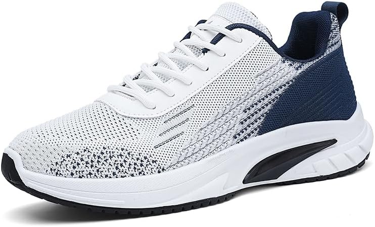 

Мужские спортивные кроссовки с круглым носком, толстой подошвой, противоскользящей, легкие, с дышащей сеткой, на шнуровке, модные повседневные обувь, подходящие для бега, ходьбы и игры в мяч Igzbibg, белый